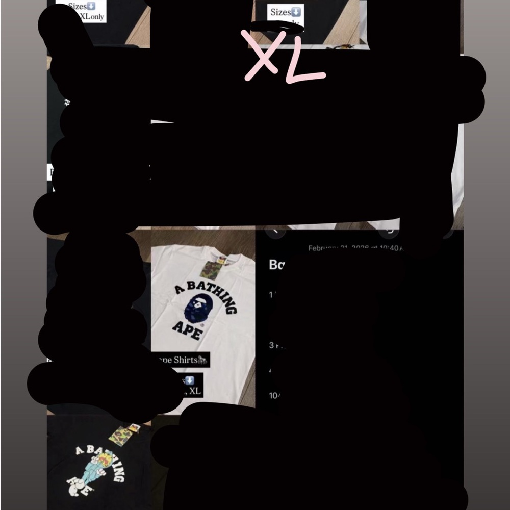 Bape Ape Head T-Shirt Collection in Black, White, and Gray - Picture 2 of 2